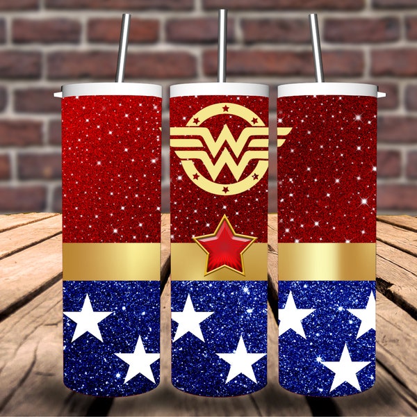 Wonder Woman 20 oz skinny sublimation design, hot or cold