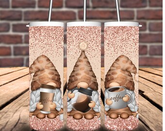 Gnome Coffee Sublimation 20oz Tumbler Birthday gift Hot Cold Handmade coffee water soda