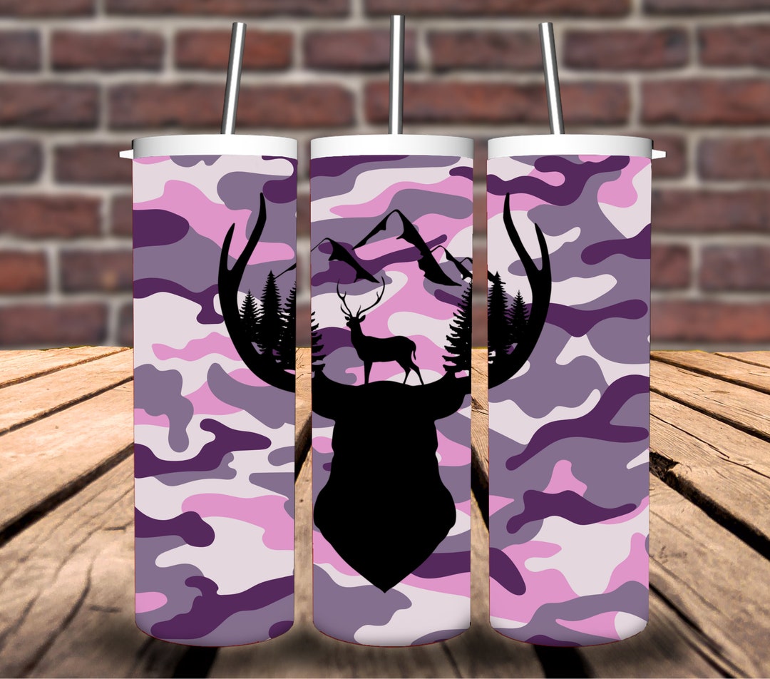 Pink and Purple Camo Deer 20 Oz Sublimation Tumbler. Etsy