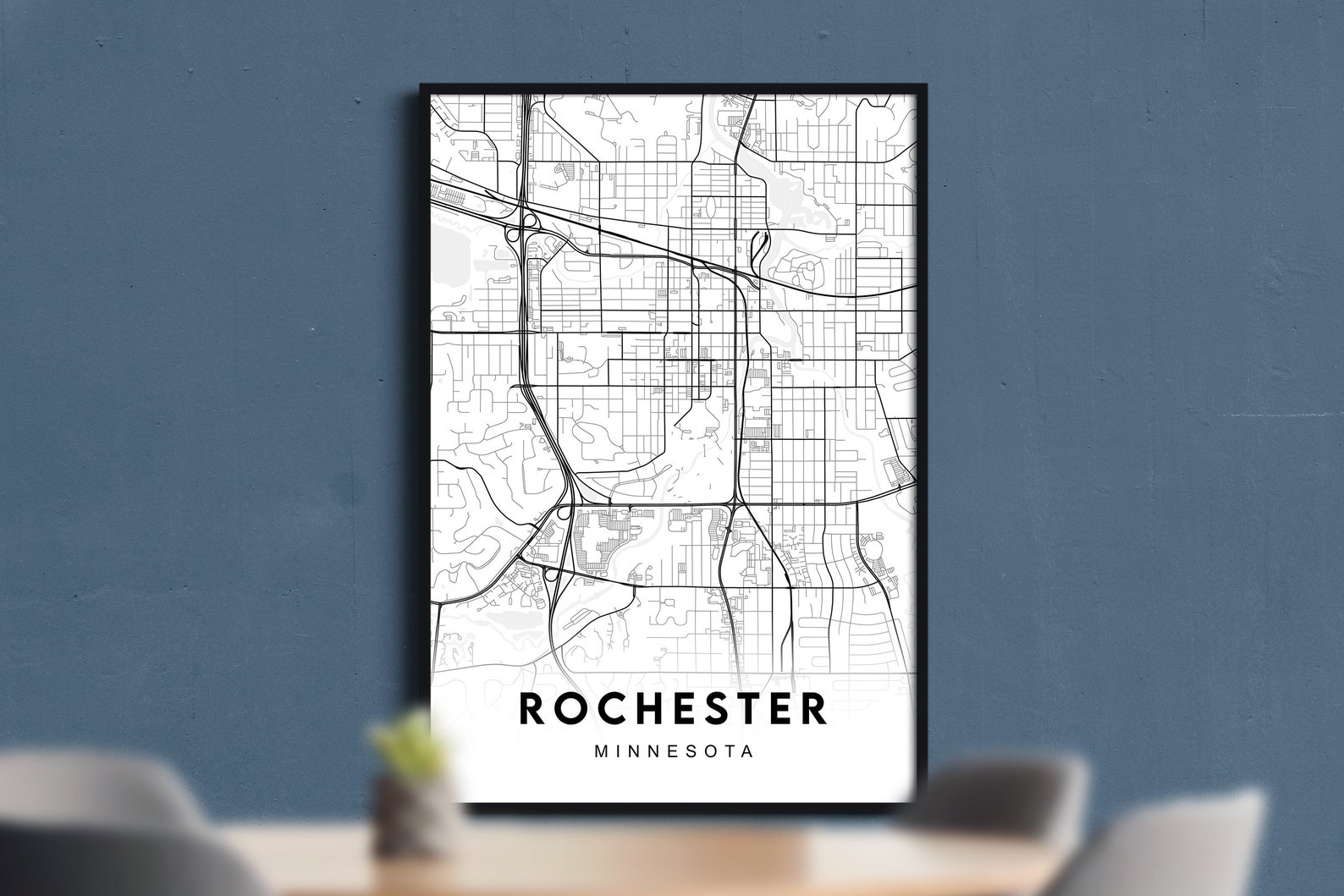 Rochester Map Print Map Gift Map Wall Art Map Art Map | Etsy
