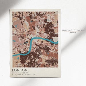 London Map Print: Modern Minimalist City Street Art, Neutral Decor