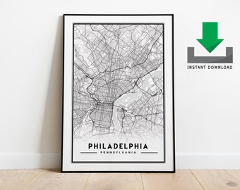 Philadelphia Map Print | Map Download | Map Wall Art | Map Art | Map Poster | Map Artwork | Map Decor | Digital Map City | Instant Download