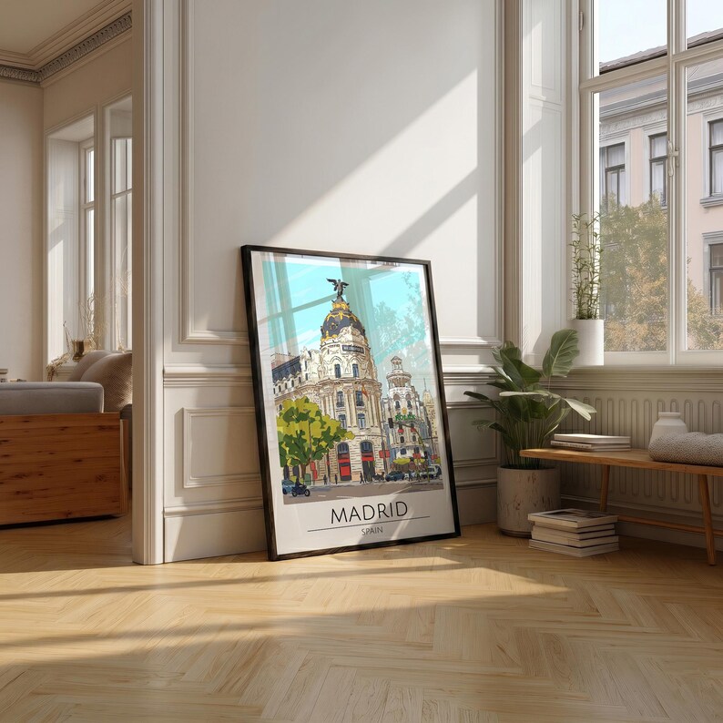 Madrid Metropolis Building Print Retro Spanish Travel Wall Art madrid-metropolis-building-print-retro-spanish-travel-wall-art