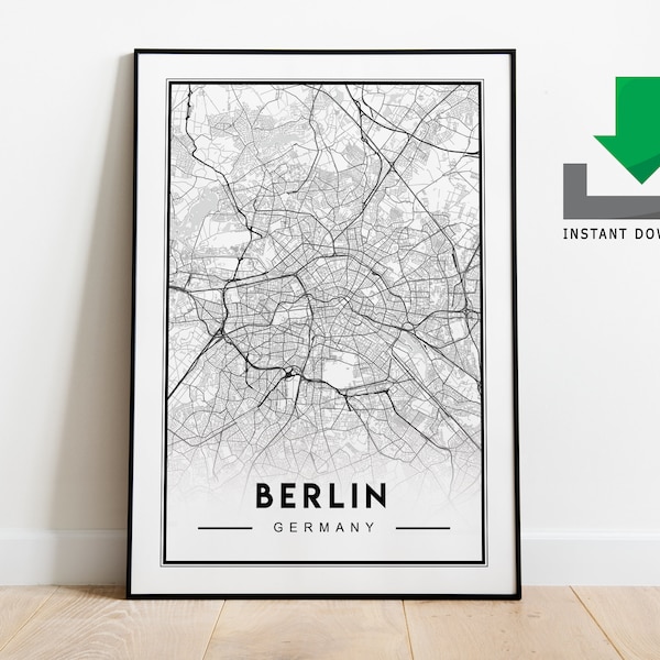 Berlin Map Print | Map Download | Map Wall Art | Map Art | Map Poster | Map Artwork | Map Decor | Digital Map City | Instant Download