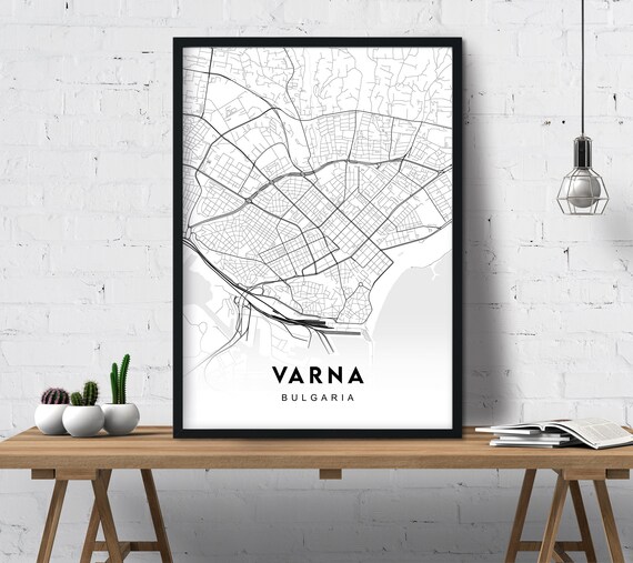 Map Download Printable Map Varna City Map Digital Map City Map Artwork Minimalist Map Decor Instant Download