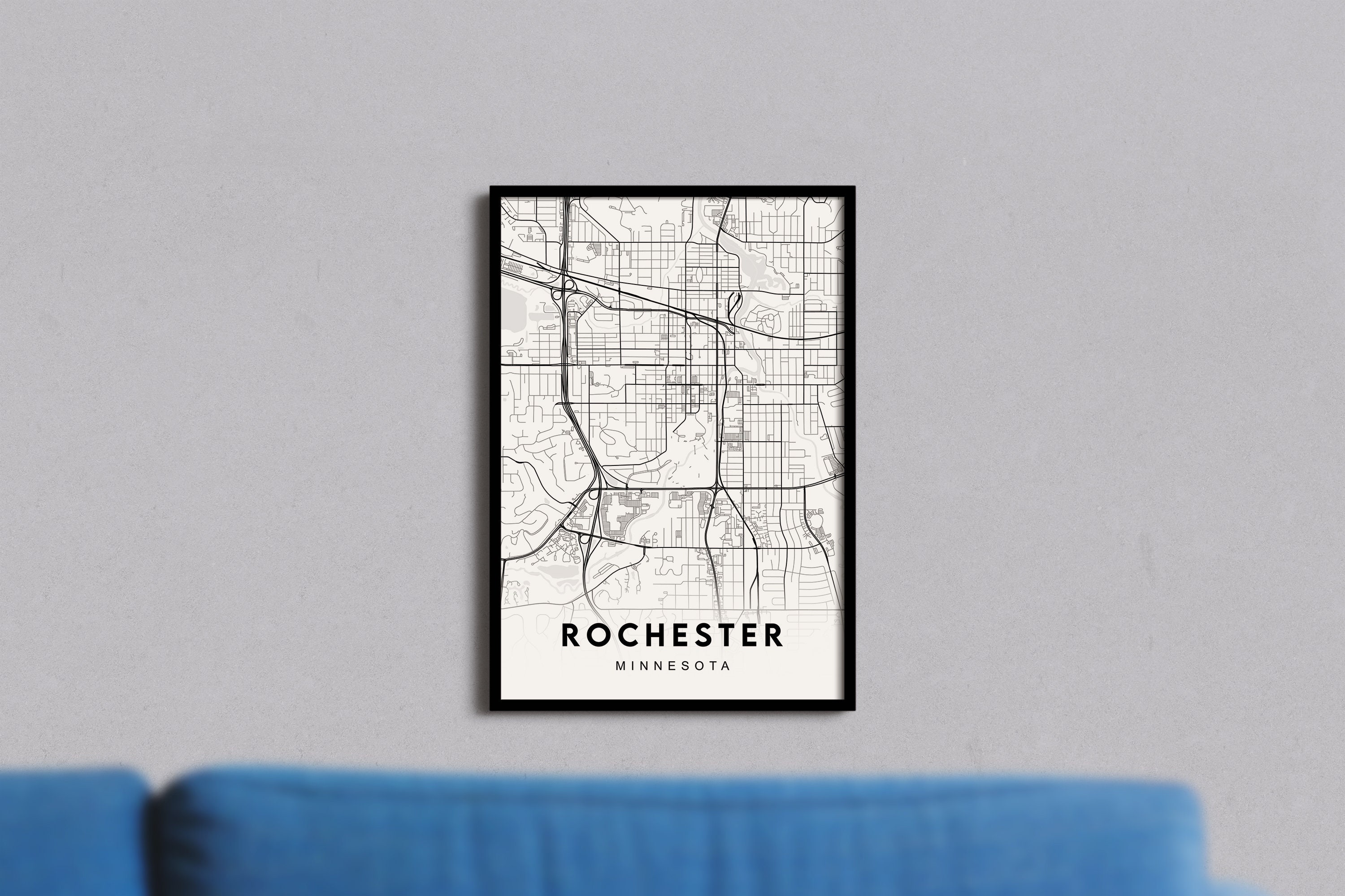 Rochester Map Print Map Gift Map Wall Art Map Art Map | Etsy