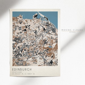 Edinburgh Street Map Print, Minimalist Modern City Wall Art