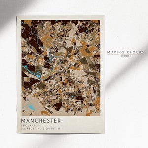 Manchester Map Print: Modern Minimalist City Street Art