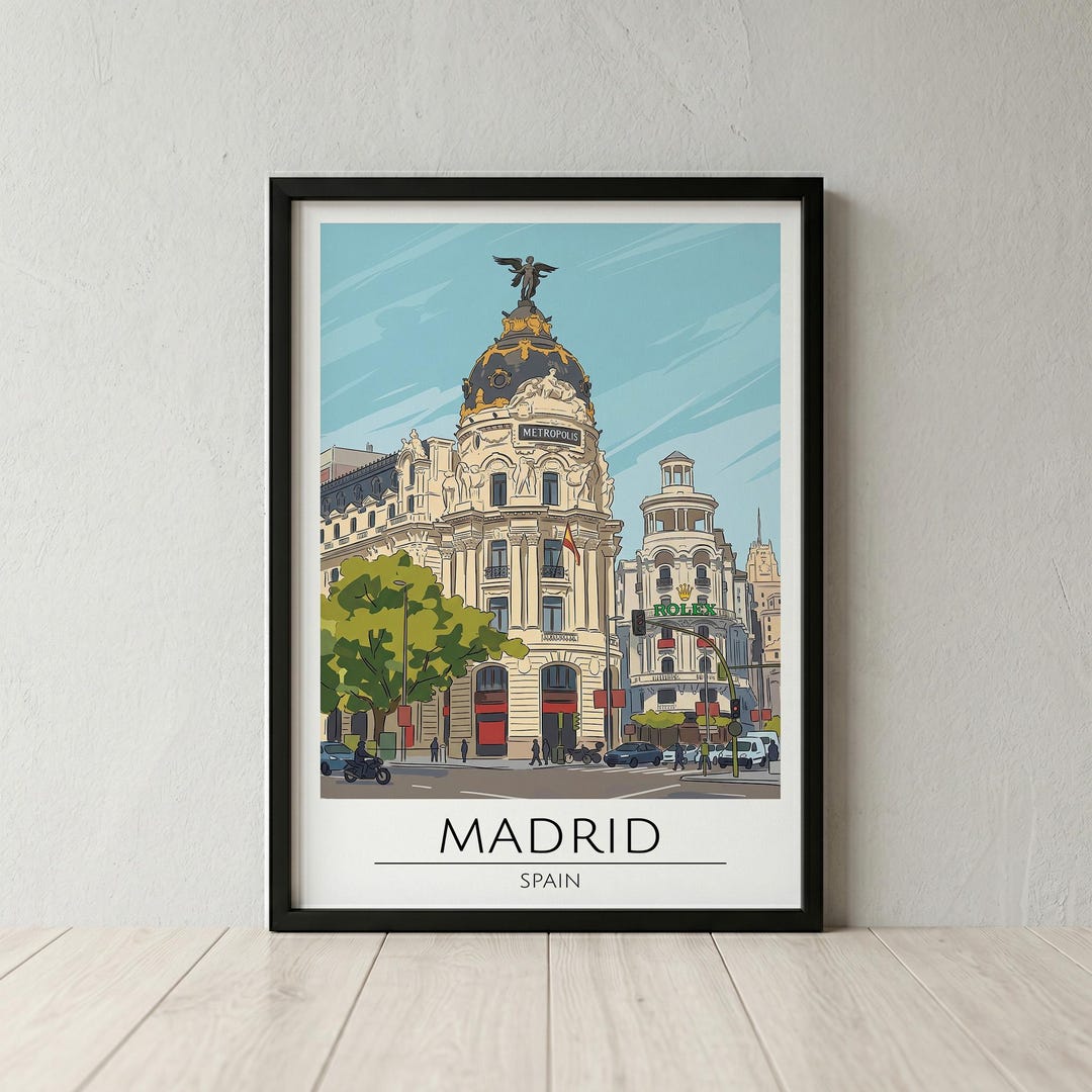 Madrid Metropolis Building Print Retro Spanish Travel Wall Art madrid-metropolis-building-print-retro-spanish-travel-wall-art