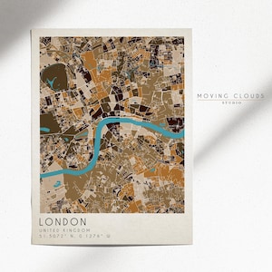 Modern London Map Print: Minimalist City Street Art, Neutral Decor