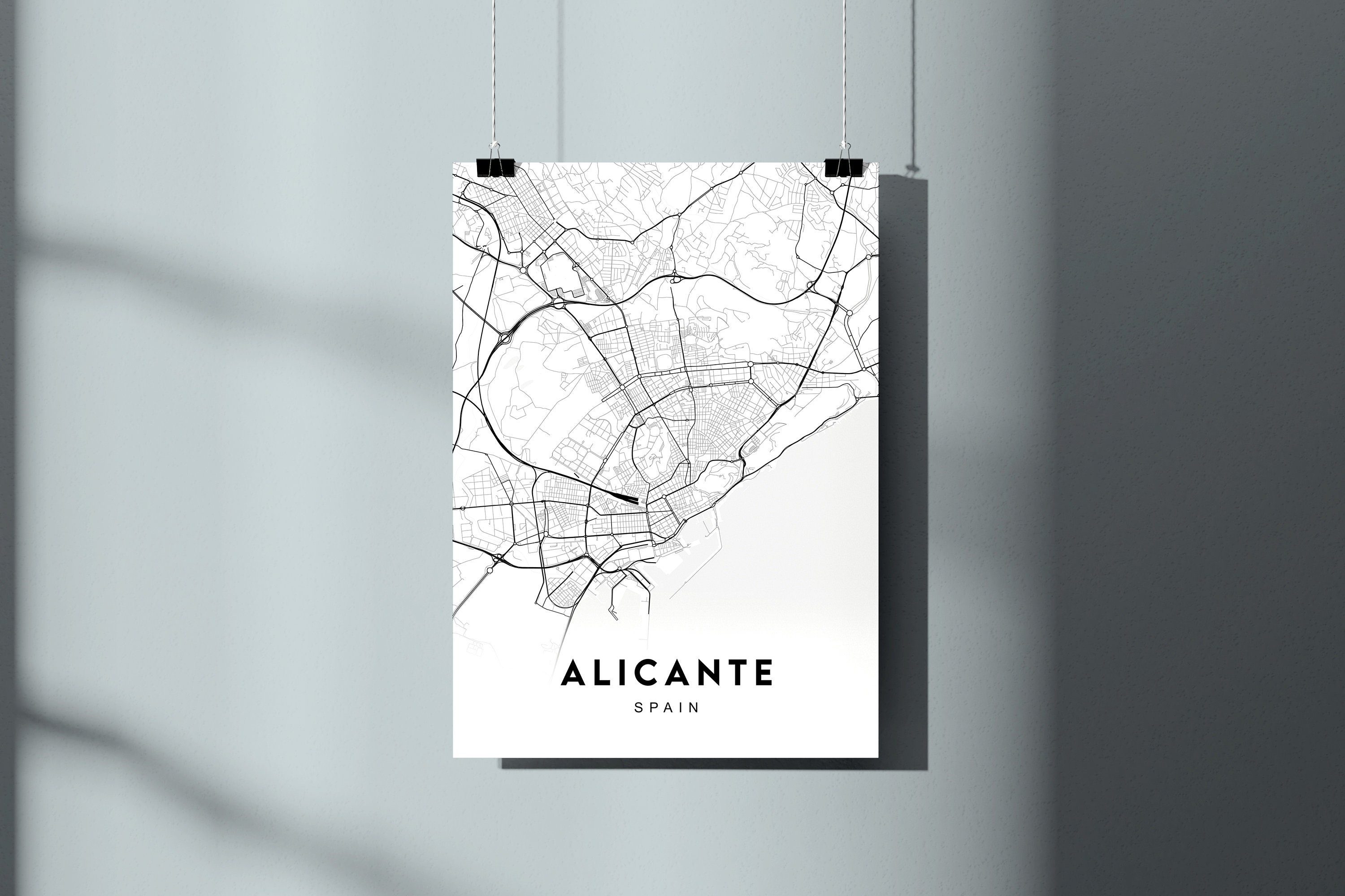 Alicante City Map Map Download Printable Map Art Map | Etsy