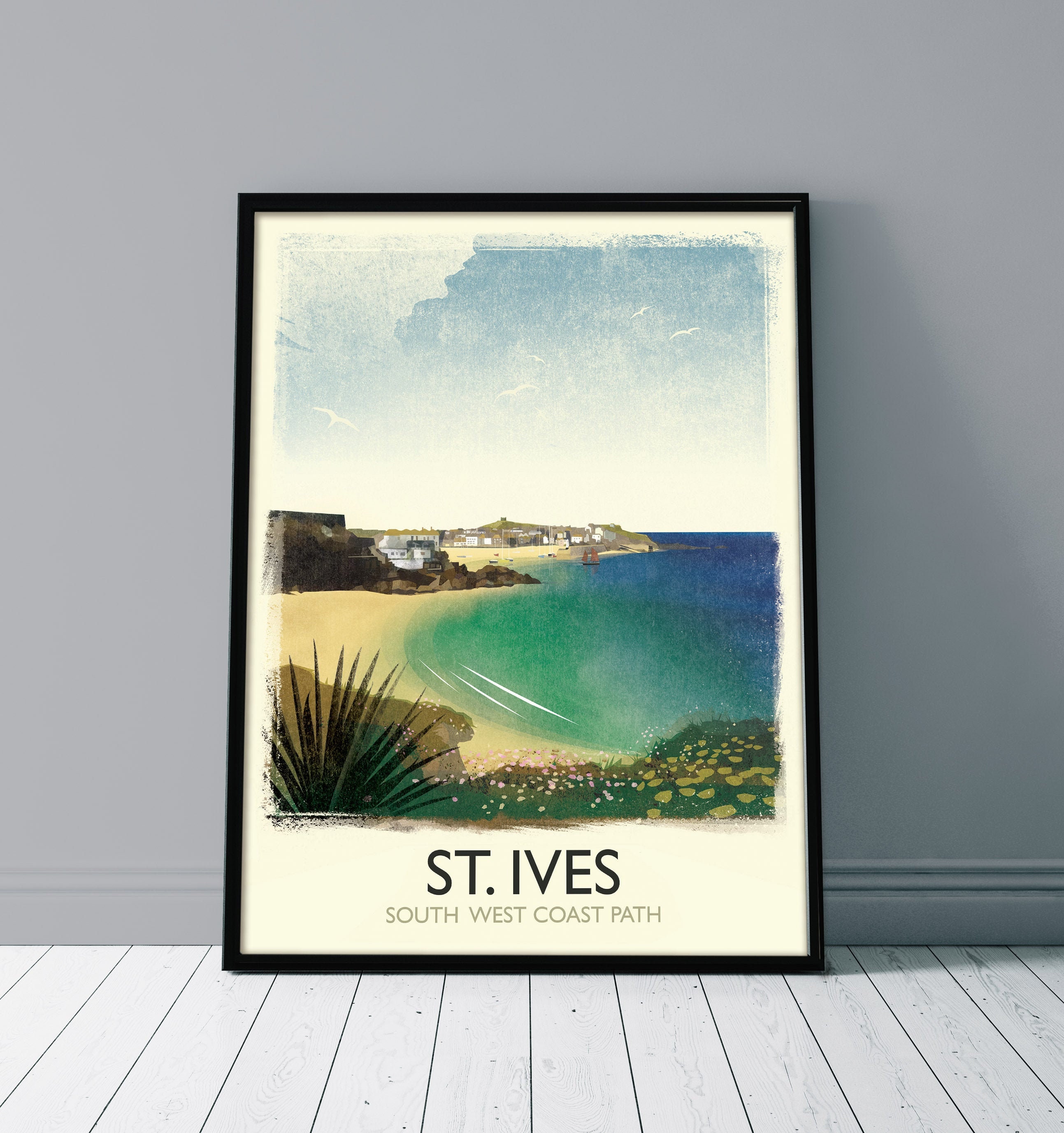 Porthminster Beach St Ives Cornwall 12x16 inches premium wooden frames classic style canvas prints Canvas Art Wall Print 
