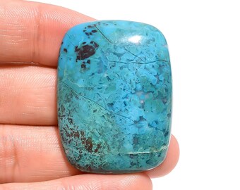 Chrysocolla Gemstone, 75 Cts Radiant Shape Natural Chrysocolla Cabochon, Loose Gemstone For Jewelry Making Supply Approx 41X31X8 mm