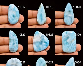 Natural Larimar Gemstone, Designer Larimar Cabochon Crystal, DIY-ART-CRAFTS Pendant Necklace Jewelry making supply, Birthstone Crystals