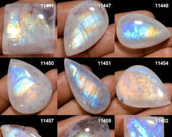 Natural Rainbow Moonstone Gemstone, Rare Rainbow Moonstone Cabochon, Loose Moonstone Gemstone For Jewelry Making Supply, Healing Crystal