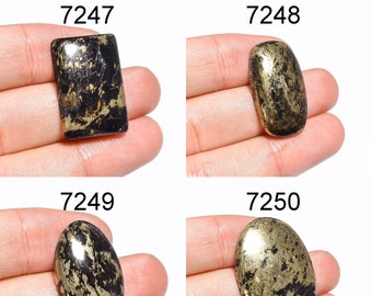 Golden Apache Pyrite Pair Cabochon.. Oval Cabochon...22x12x3 mm..31 Cts..#G155 Apache Pyrite Cabochon Pair..