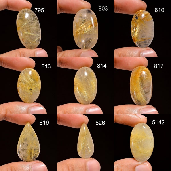 Natural Golden Rutile Quartz Gemstone Cabochon, Designer Mix Shape Rutile Quartz Cabochon Gemstone For Jewelry Making Supply