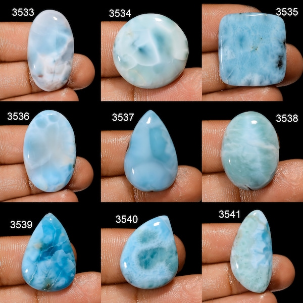 Natural Larimar Gemstone, Blue Sky Larimar Cabochon Crystal, Pectolite DIY-ART-CRAFTS Pendant Necklace Jewelry making supply, Birthstone