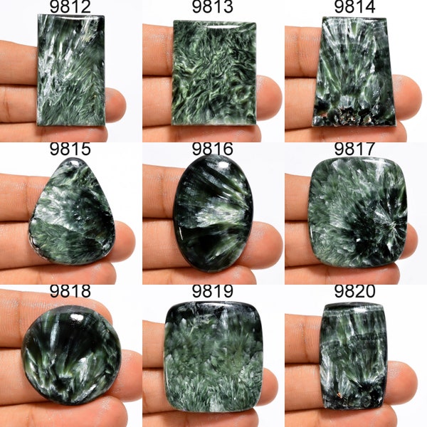 Green Seraphinite Gemstone, Natural Designer Green Seraphinite Cabochon, Loose Seraphinite Pendant Or Ring Gemstone For Jewelry Making