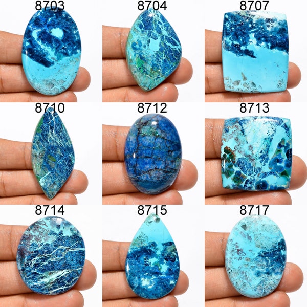 Cabochon shattuckite naturel, fourniture de fabrication de bijoux en pierres précieuses en vrac de qualité supérieure, utilisations de collier pendentif en cristal lisse bleu rare Shattuckite