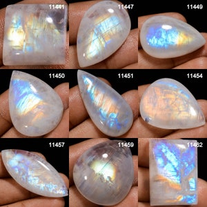 Natural Rainbow Moonstone Gemstone, Rare Rainbow Moonstone Cabochon, Loose Moonstone Gemstone For Jewelry Making Supply, Healing Crystal image 1