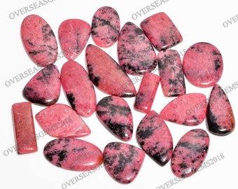 Genuine Rhodonite Gemstone Wt- 44 cts Rhodonite Cabochon Smmoth Cab Loose Gemstone. Rhodonite Pear Cabochon Size 34x20x6 mm