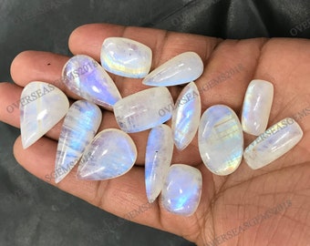 Blue Flash Gemstone Supplies Round Rainbow Moonstone FG176 Rainbow Moonstone Cabochon Pendant Stone