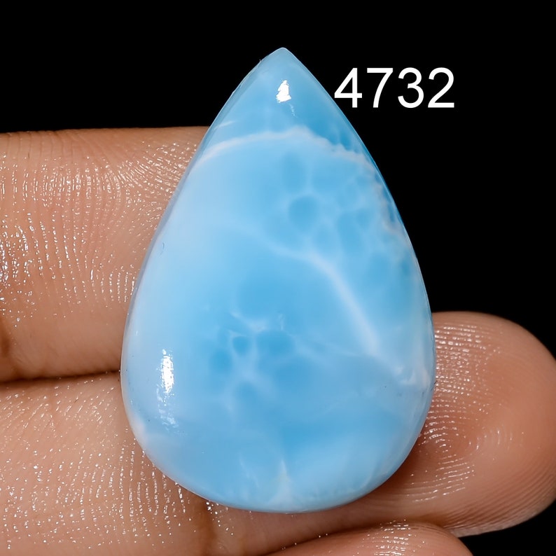 Natural Larimar Gemstone, Designer Larimar Cabochon Crystal, DIY-ART-CRAFTS Pendant Necklace Jewelry making supply, Birthstone Crystals 4732 : 28X18X6 mm