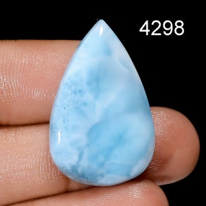 Pierres précieuses naturelles de larimar, cristal de Larimar cabochon de créateur, collier pendentif DIY-ART-CRAFTS Fourniture de fabrication de bijoux, cristaux de pierre de naissance 4298 : 28X18X5 mm