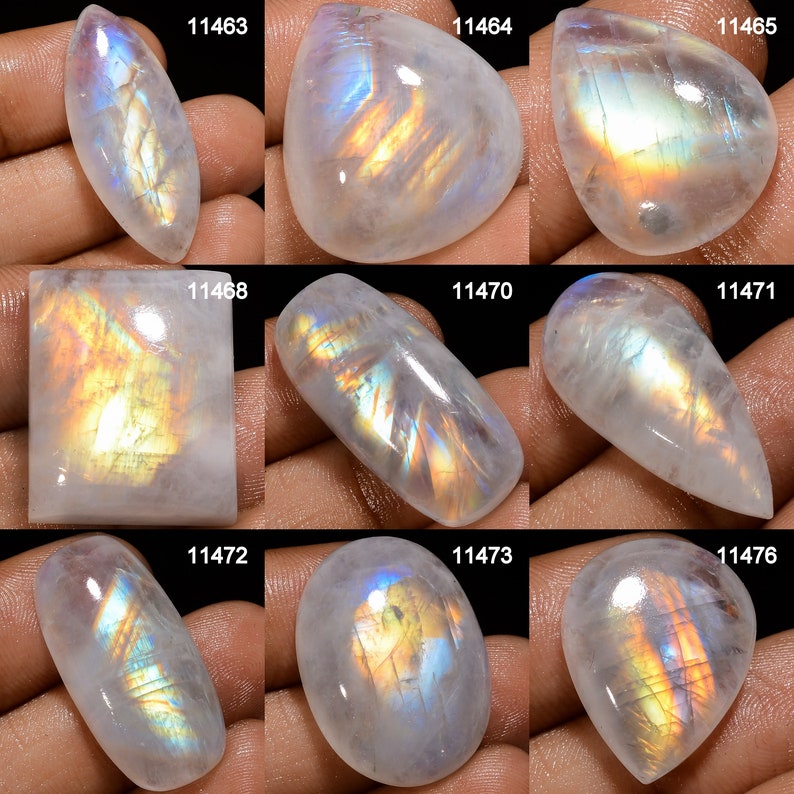 Natural Rainbow Moonstone Gemstone, Rare Rainbow Moonstone Cabochon, Loose Moonstone Gemstone For Jewelry Making Supply, Healing Crystal image 2