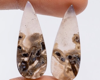 Par de piedras preciosas de ágata turca natural, calidad AAA, para hacer aretes.