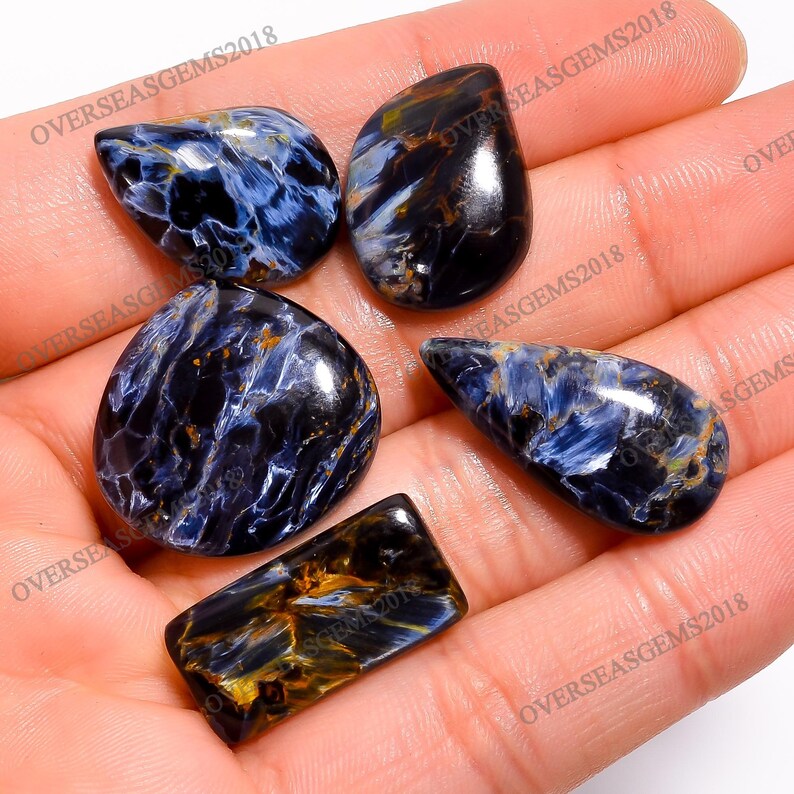 Pietersite Gemstone Wholesale Lot, Natural Blue Flashy Pietersite Cabochon, Designer Pietersite Gemstone for Jewelry Making Supply, 15-30 mm image 2