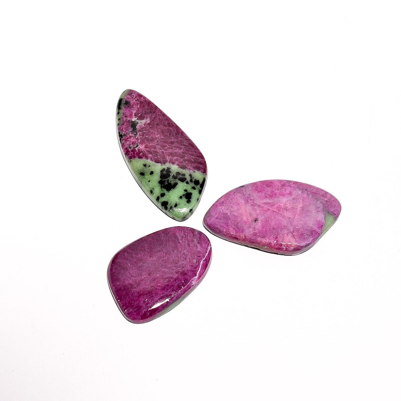 105 Cts 100/% Natural Ruby Zoisite Mix Shape Gemstone 3 Pcs For Jewelry 29X20 41X18 mm