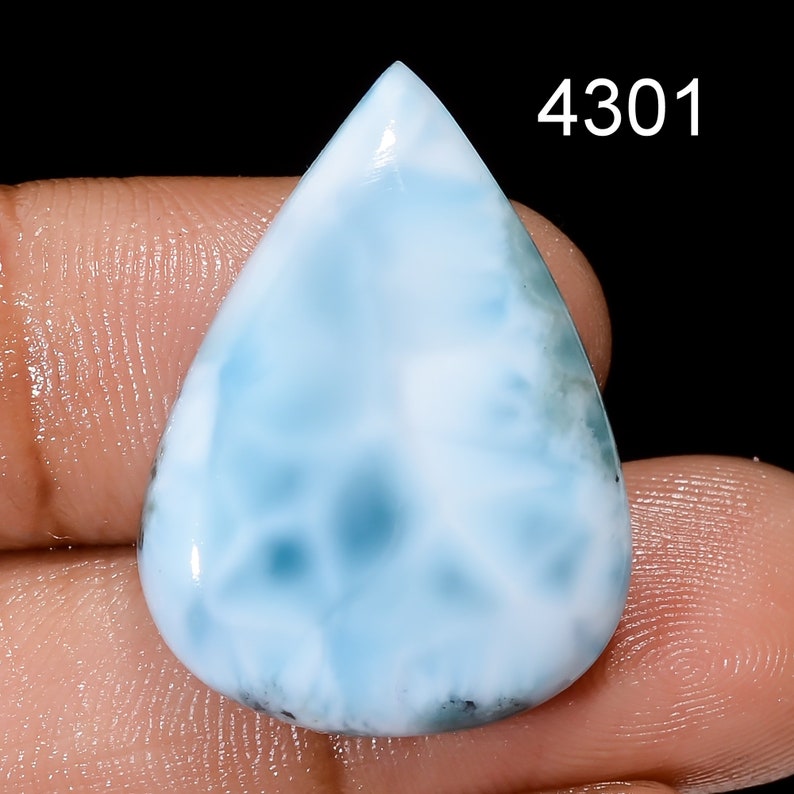 Pierres précieuses naturelles de larimar, cristal de Larimar cabochon de créateur, collier pendentif DIY-ART-CRAFTS Fourniture de fabrication de bijoux, cristaux de pierre de naissance 4301 : 27X19X5 mm