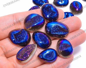Blue Titanium Druzy Gemstone Wholesale Lot, Titanium Druzy Loose Gemstone For Jewelry Making Supplies, Gift For Her, Approx 20 To 30 mm
