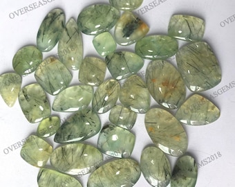 Green Prehnite Gemstone Cabochon Lot, Mix Shape, Loose Jewelry Stone