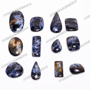 Pietersite Gemstone Wholesale Lot, Natural Blue Flashy Pietersite Cabochon, Designer Pietersite Gemstone for Jewelry Making Supply, 15-30 mm image 1