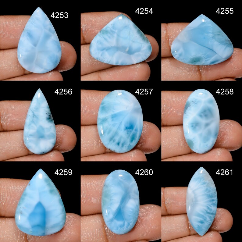 Piedra preciosa de Larimar natural, cristal de cabujón de Larimar de diseñador, collar colgante DIY-ART-CRAFTS suministro de joyería, cristales de piedra de nacimiento imagen 2