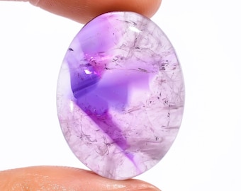 AAA Trapiche Amethyst Gemstone Cabochon, Unique Star Chevron Crystal (27x21x7 mm)