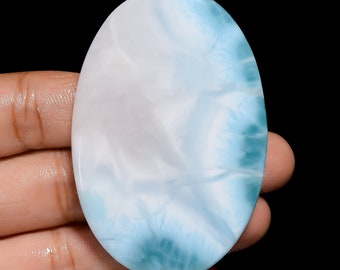 Oval AAA Larimar Cabochon, Dominican Republic Gemstone (61X41X5 mm)
