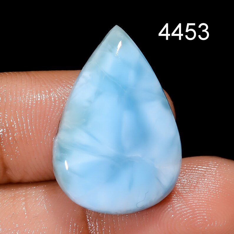 Natural Larimar Gemstone, Designer Larimar Cabochon Crystal, DIY-ART-CRAFTS Pendant Necklace Jewelry making supply, Birthstone Crystals 4453 : 25X17X6 mm