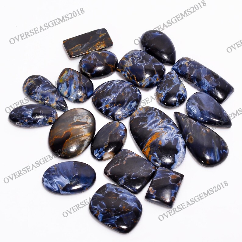 Pietersite Gemstone Wholesale Lot, Natural Blue Flashy Pietersite Cabochon, Designer Pietersite Gemstone for Jewelry Making Supply, 15-30 mm image 3