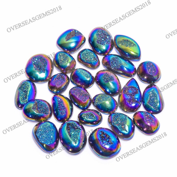 Rainbow Titanium Druzy Gemstone Wholesale Lot, Titanium Druzy Loose Gemstone For Jewelry Making Supplies, Christmas Gift Approx 20 To 30 mm