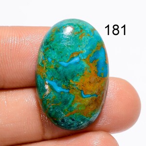 Cabochon en pierre précieuse azurite malachite : forme rare de poire mexicaine 181 : 26X17X5 mm