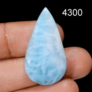 Pierres précieuses naturelles de larimar, cristal de Larimar cabochon de créateur, collier pendentif DIY-ART-CRAFTS Fourniture de fabrication de bijoux, cristaux de pierre de naissance 4300 : 32X17X5 mm