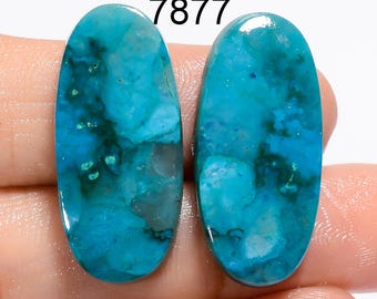Natural Malachite Chrysocolla Pair Gemstone Cabochons, Jewelry Making Supply AAA Quality