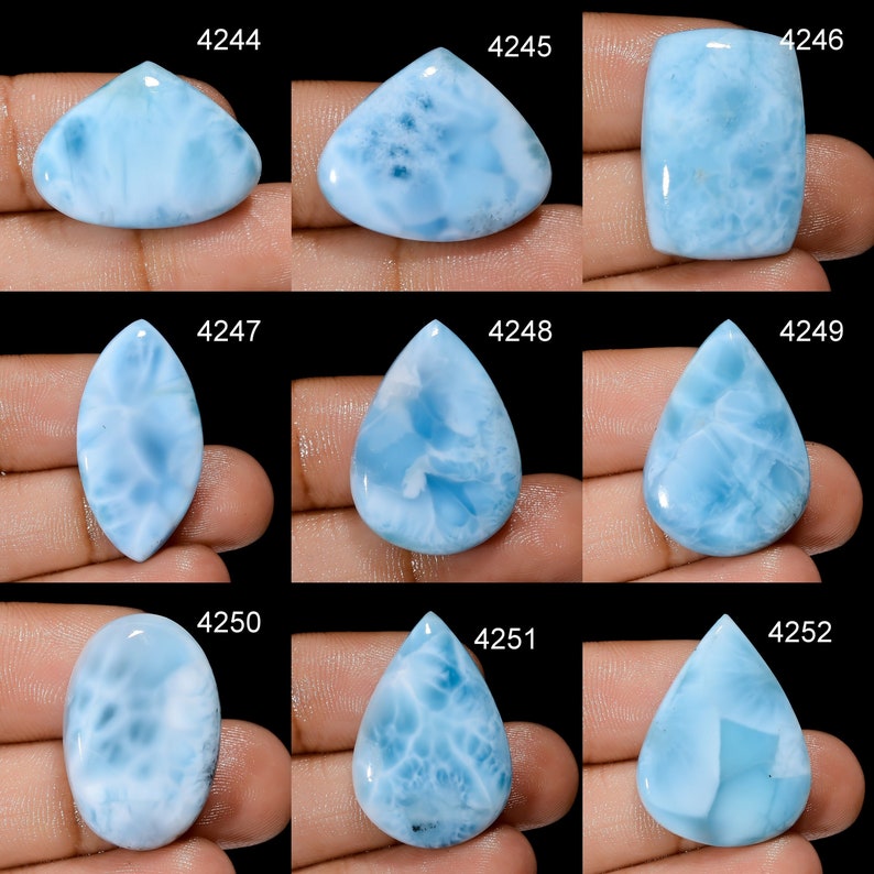 Piedra preciosa de Larimar natural, cristal de cabujón de Larimar de diseñador, collar colgante DIY-ART-CRAFTS suministro de joyería, cristales de piedra de nacimiento imagen 1