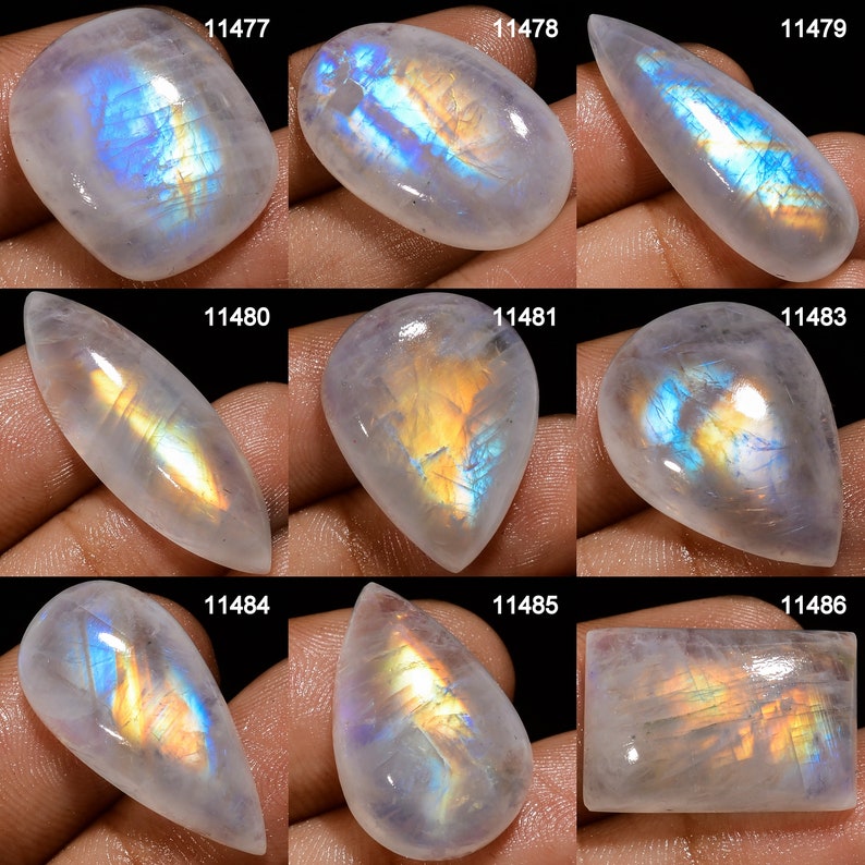 Natural Rainbow Moonstone Gemstone, Rare Rainbow Moonstone Cabochon, Loose Moonstone Gemstone For Jewelry Making Supply, Healing Crystal image 3