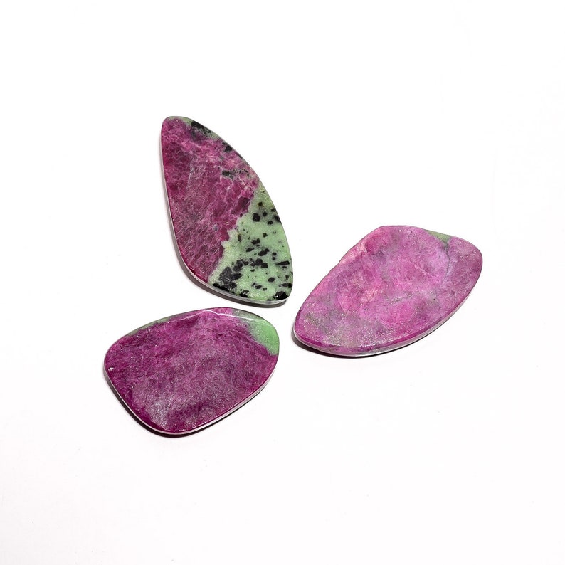 105 Cts 100/% Natural Ruby Zoisite Mix Shape Gemstone 3 Pcs For Jewelry 29X20 41X18 mm