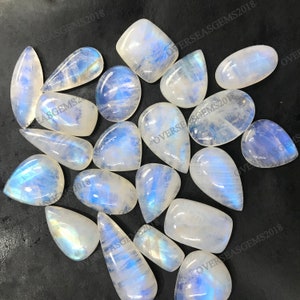 Rainbow Moonstone Gemstone, Wholesale Rainbow Moonstone Crystal Lot, Blue Fire Flashy Moonstone, Birthstone, Yoga Crystals, AAA Moonstone